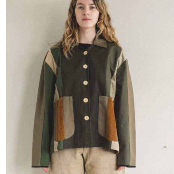 La Reunion Jacket Patchwork Stripe Boho Mixed Material‎ Womens Sz Large Oversize - Picture 2 of 13